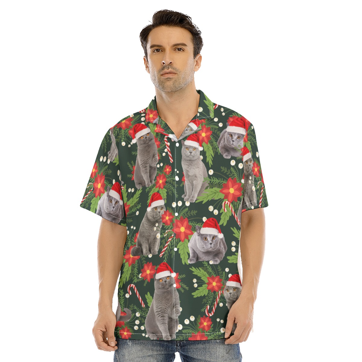 Funny Cat Christmas Tropical Hawaiian Shirt - variant image 1