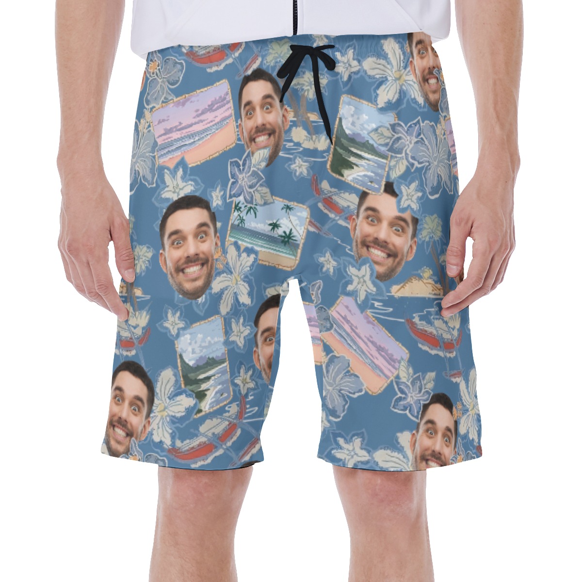 Custom Multiple Faces Hawaiian Swim Trunks For Men - variant image 1