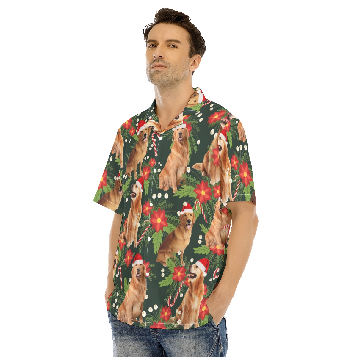 Cute Golden Retrieve Christmas Hawaiian Shirt