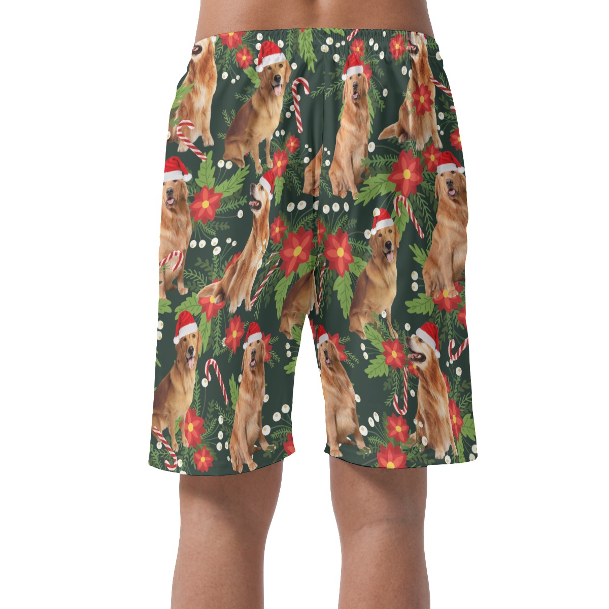Christmas Dog Floral Hawaiian Beach Shorts For Men