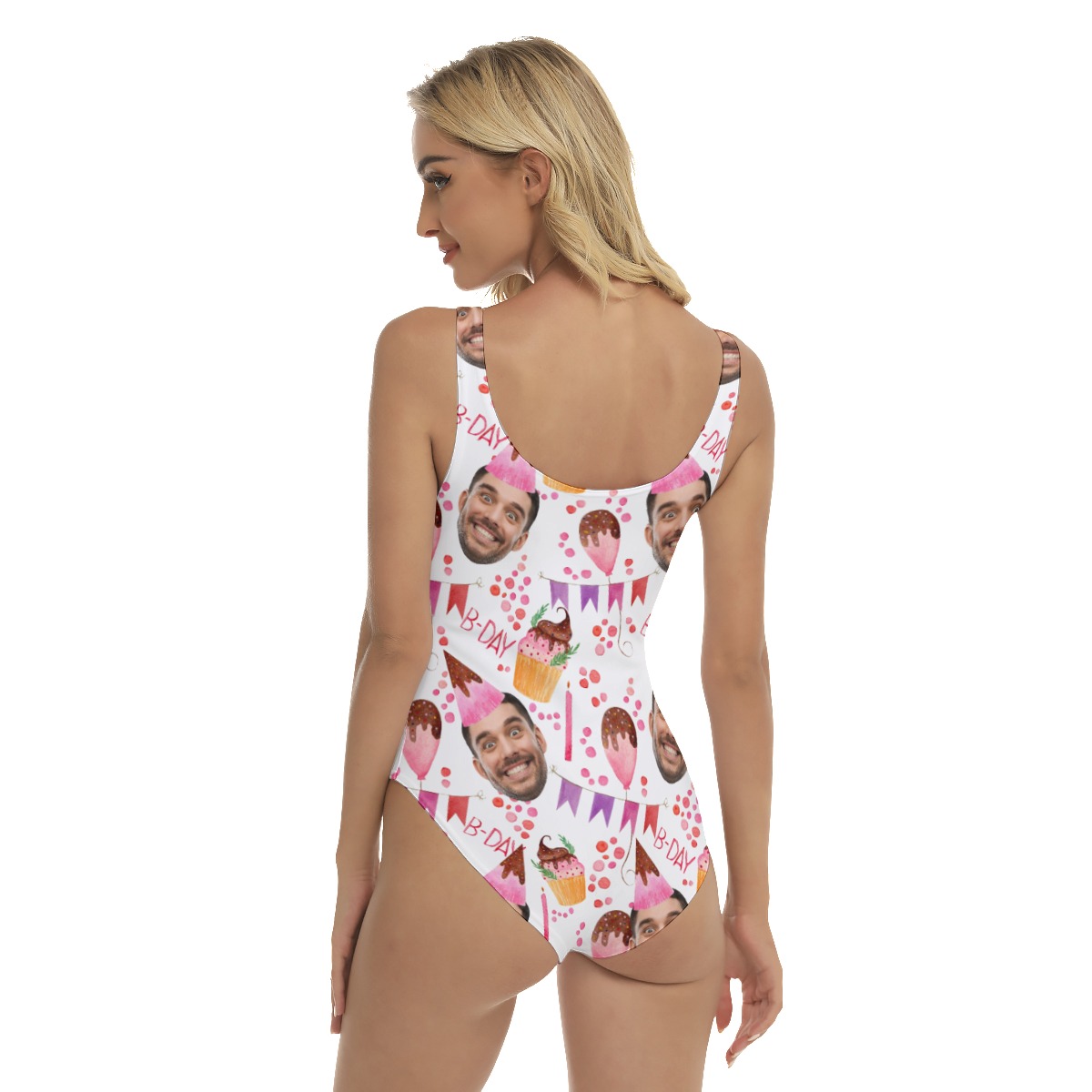 Custom Face With Birthday Cake Hawaiian Swimsuit For Women