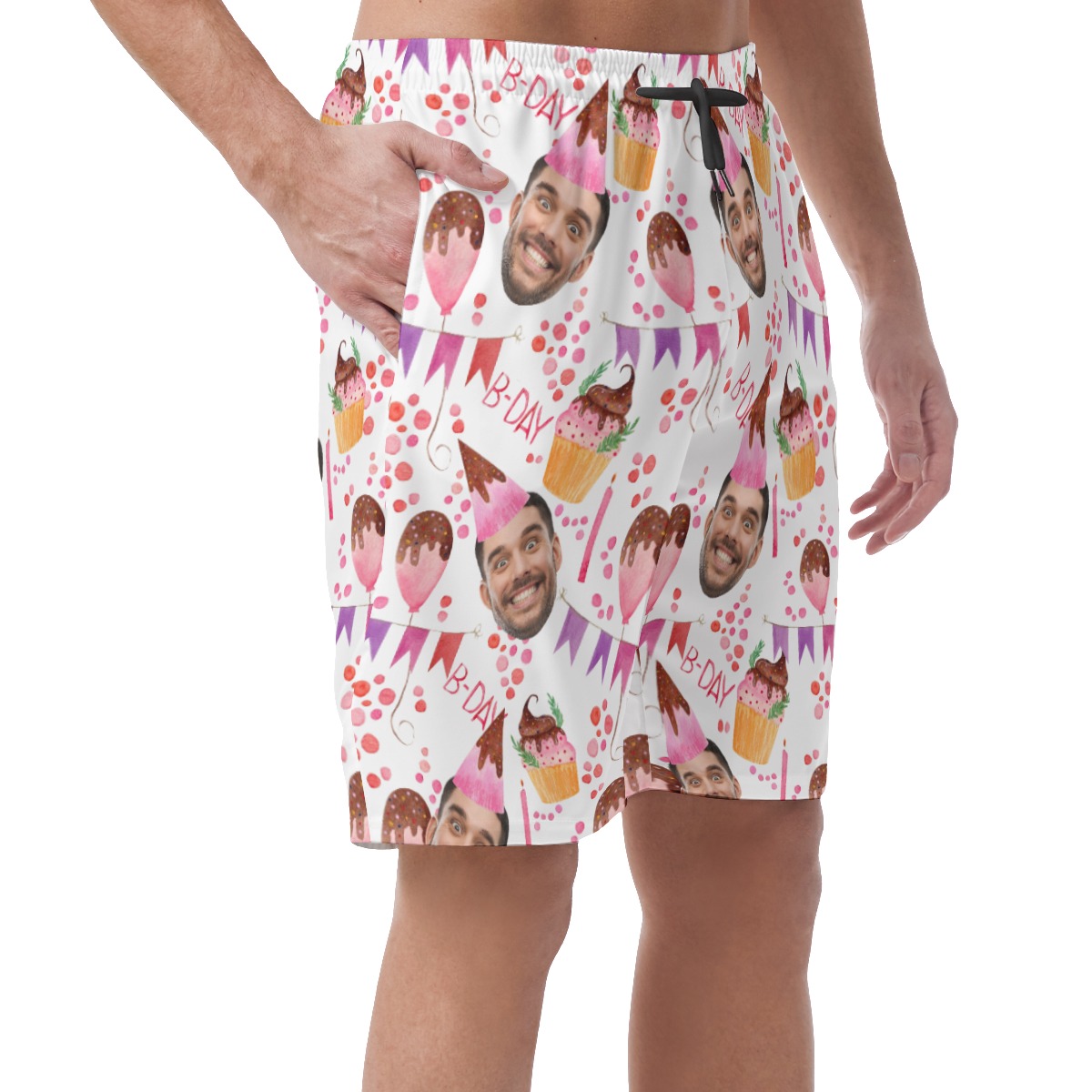Funny Custom Face Birthday Hawaiian Casual Shorts For Men
