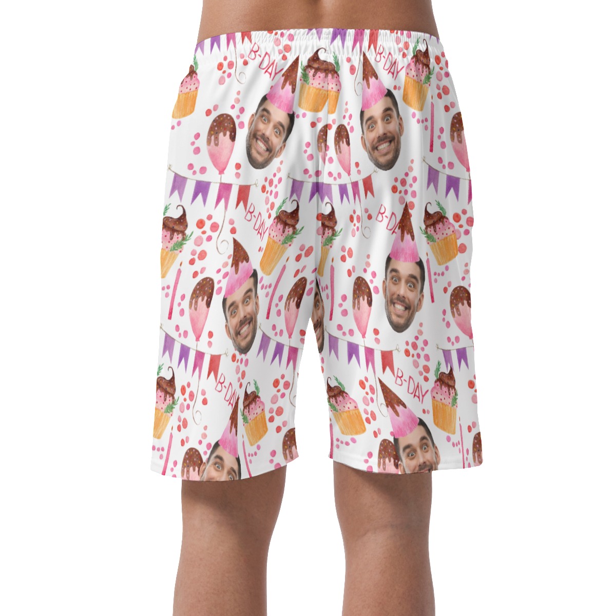 Funny Custom Face Birthday Hawaiian Casual Shorts For Men