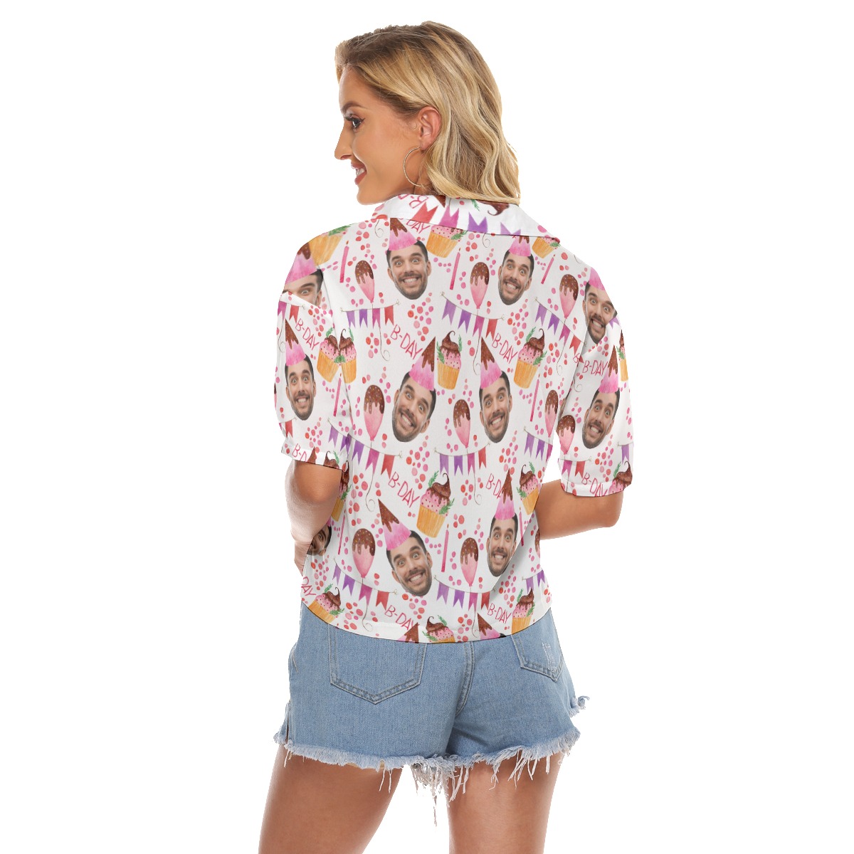 Personalized Face Birthday Hawaiian Cropped Shirt