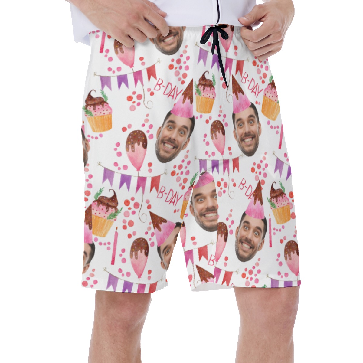 Funny Custom Face Happy Birthday Hawaiian Swim Trunks For Men