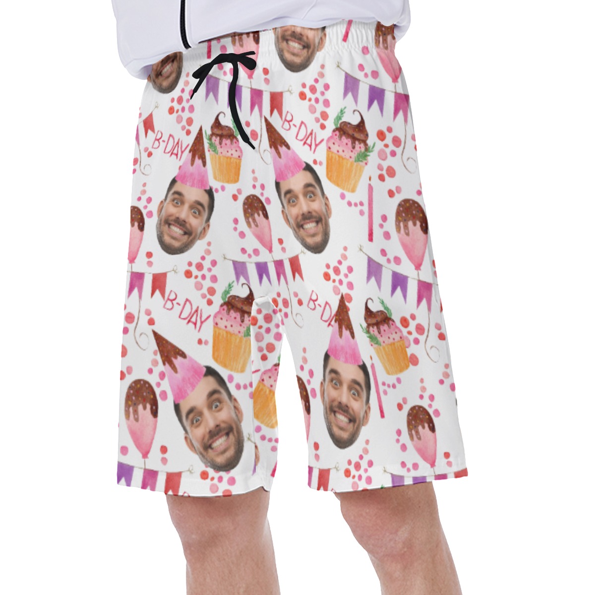 Funny Custom Face Happy Birthday Hawaiian Swim Trunks For Men