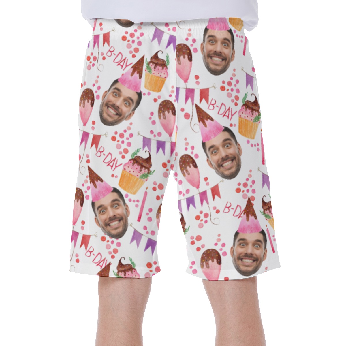 Funny Custom Face Happy Birthday Hawaiian Swim Trunks For Men