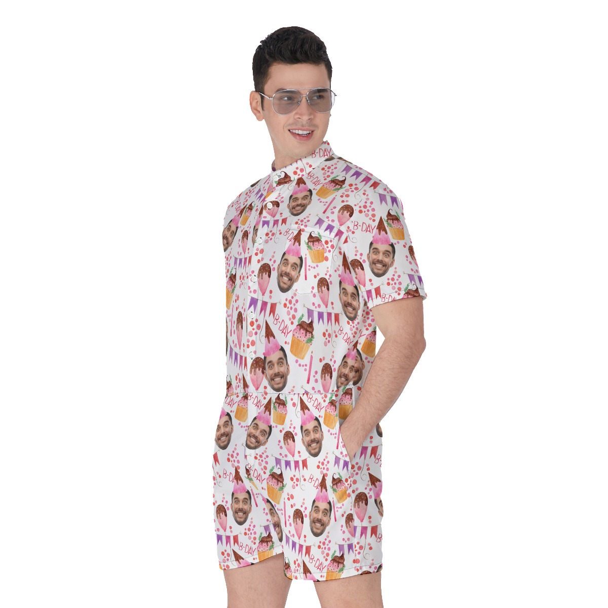 Personalized Face Birthday Men's Romper