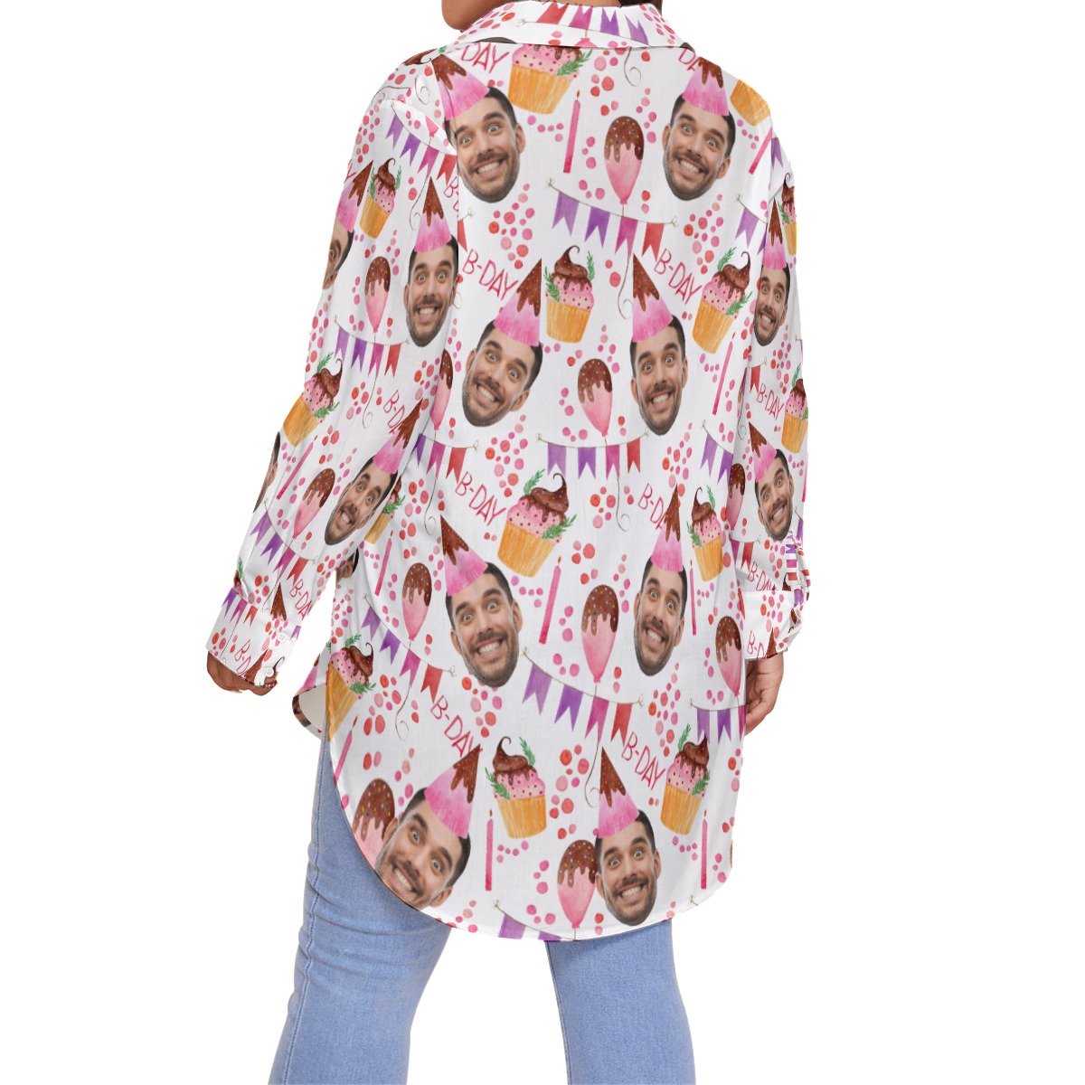 Personalized Face Birthday Women's Oversized Hawaiian Shirt