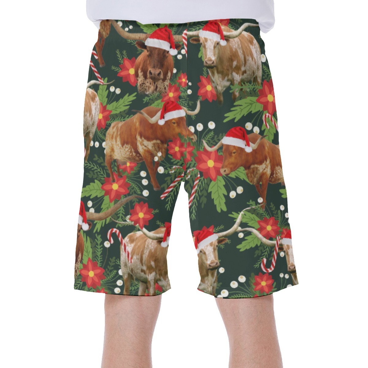Christmas Cow Hawaiian Swim Trunks For Men