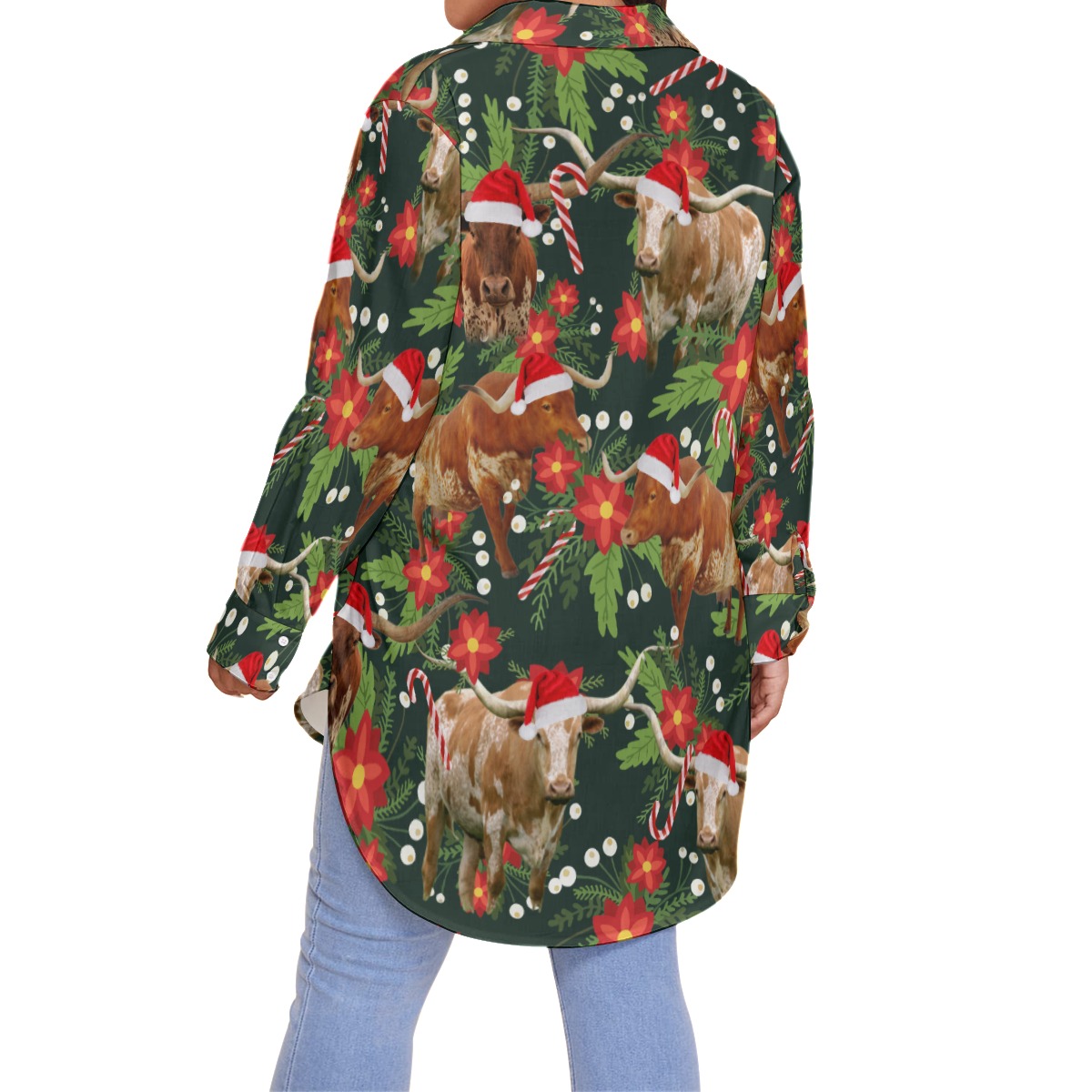 Funny Christmas Cow Green Hawaiian Plus Size Shirt