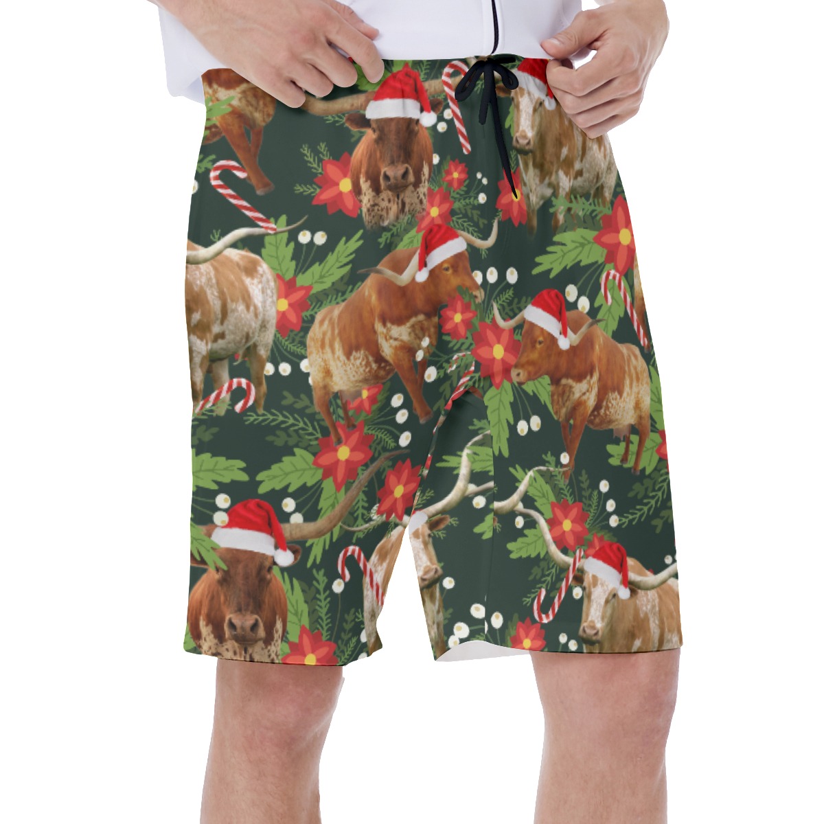 Christmas Cow Hawaiian Swim Trunks For Men
