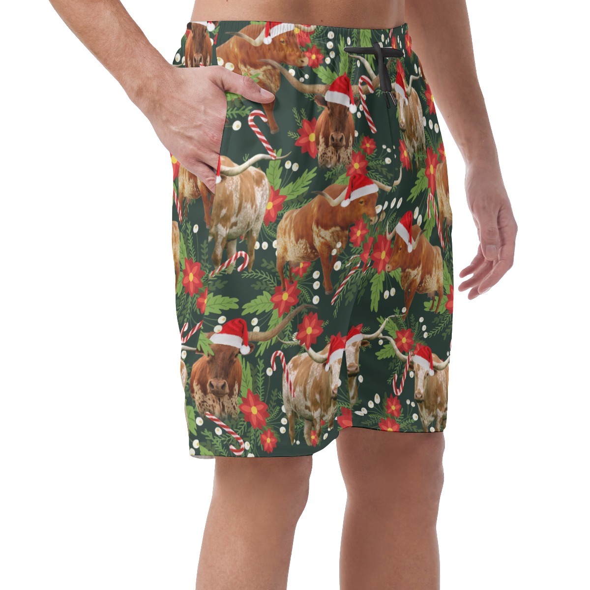 Funny Cow Christmas Tropical Hawaiian Shorts For Men