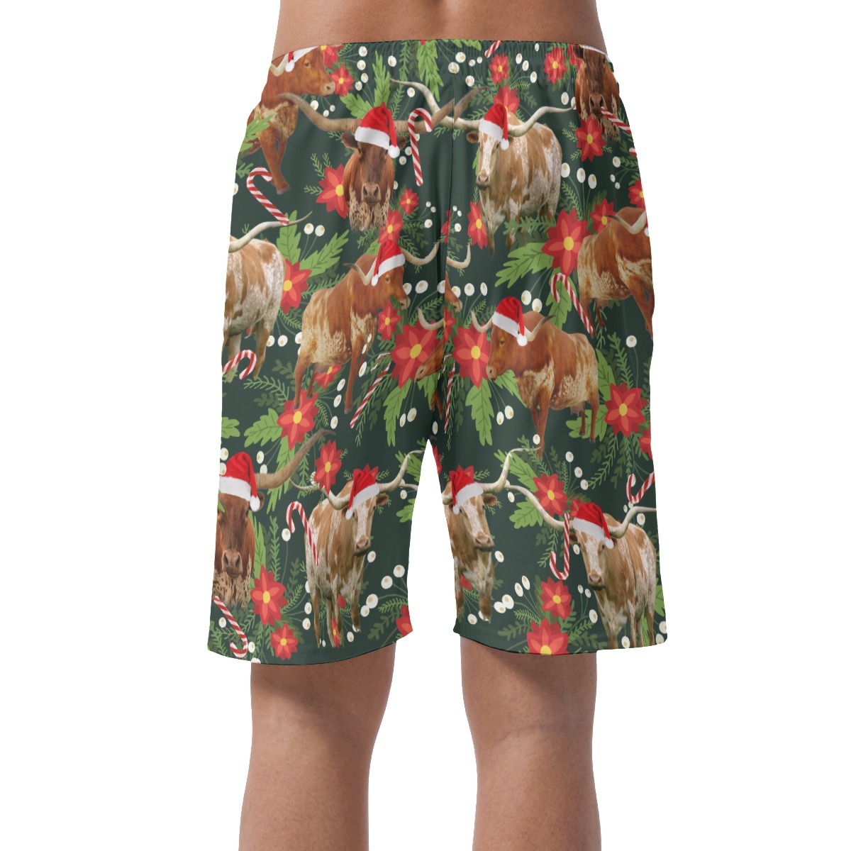 Funny Cow Christmas Tropical Hawaiian Shorts For Men