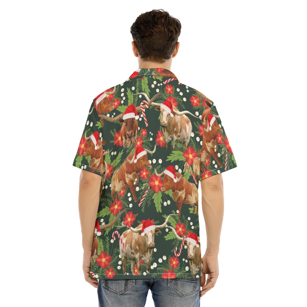 Funny Cow With Christmas Hat Tropical Hawaiian Shirt