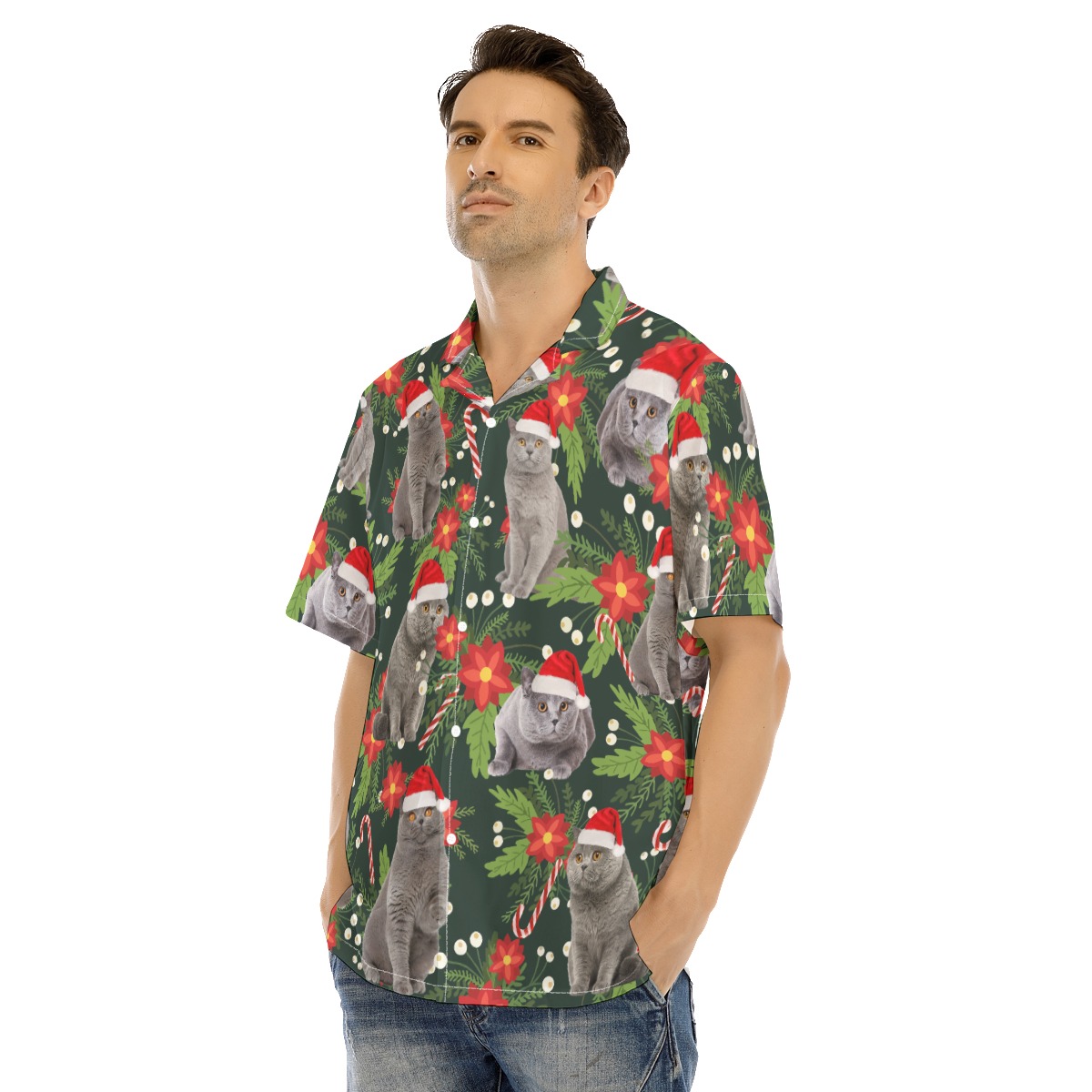 Funny Cat Christmas Tropical Hawaiian Shirt