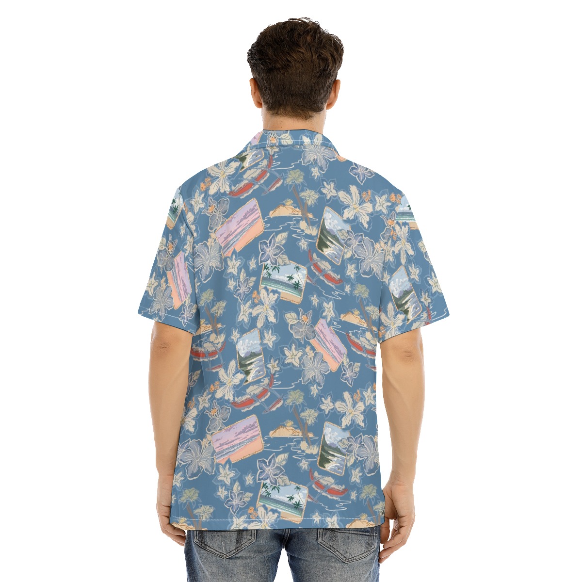 Blue Vintage Hawaiian Shirt For Men