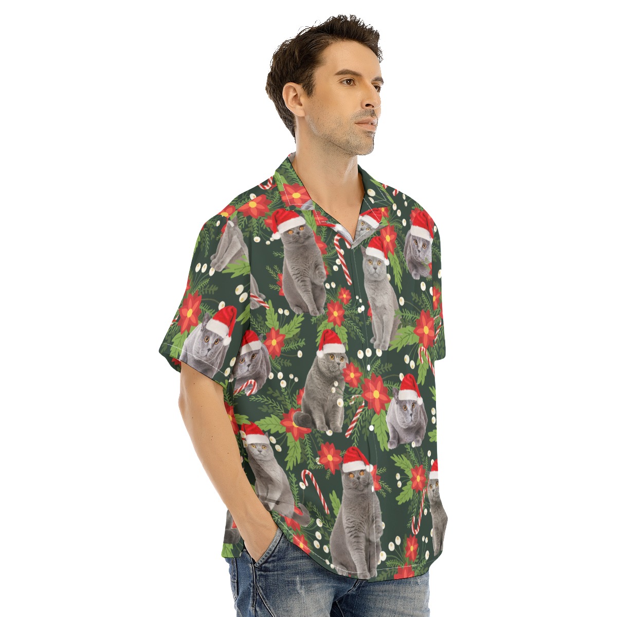 Funny Cat Christmas Tropical Hawaiian Shirt