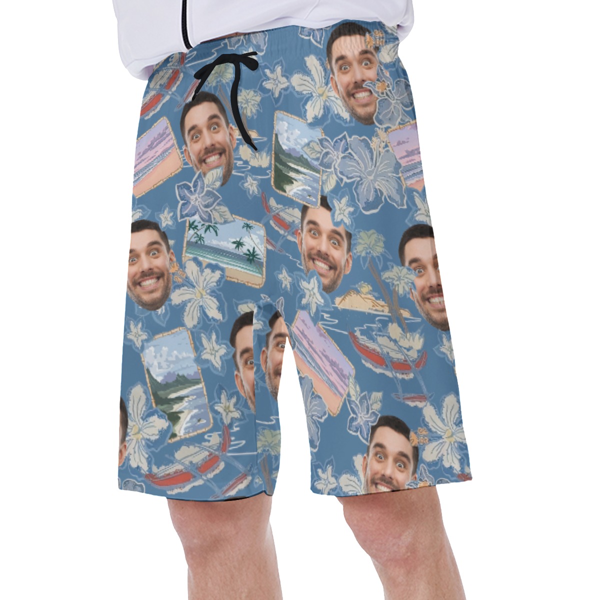 Custom Multiple Faces Hawaiian Swim Trunks For Men