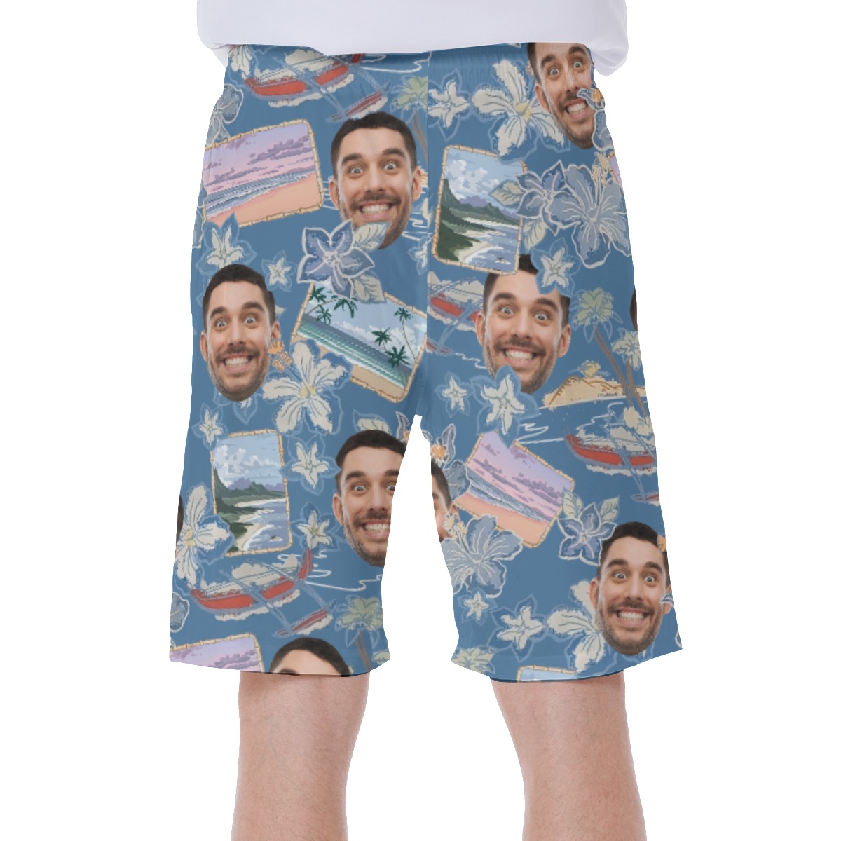 Custom Multiple Faces Hawaiian Swim Trunks For Men