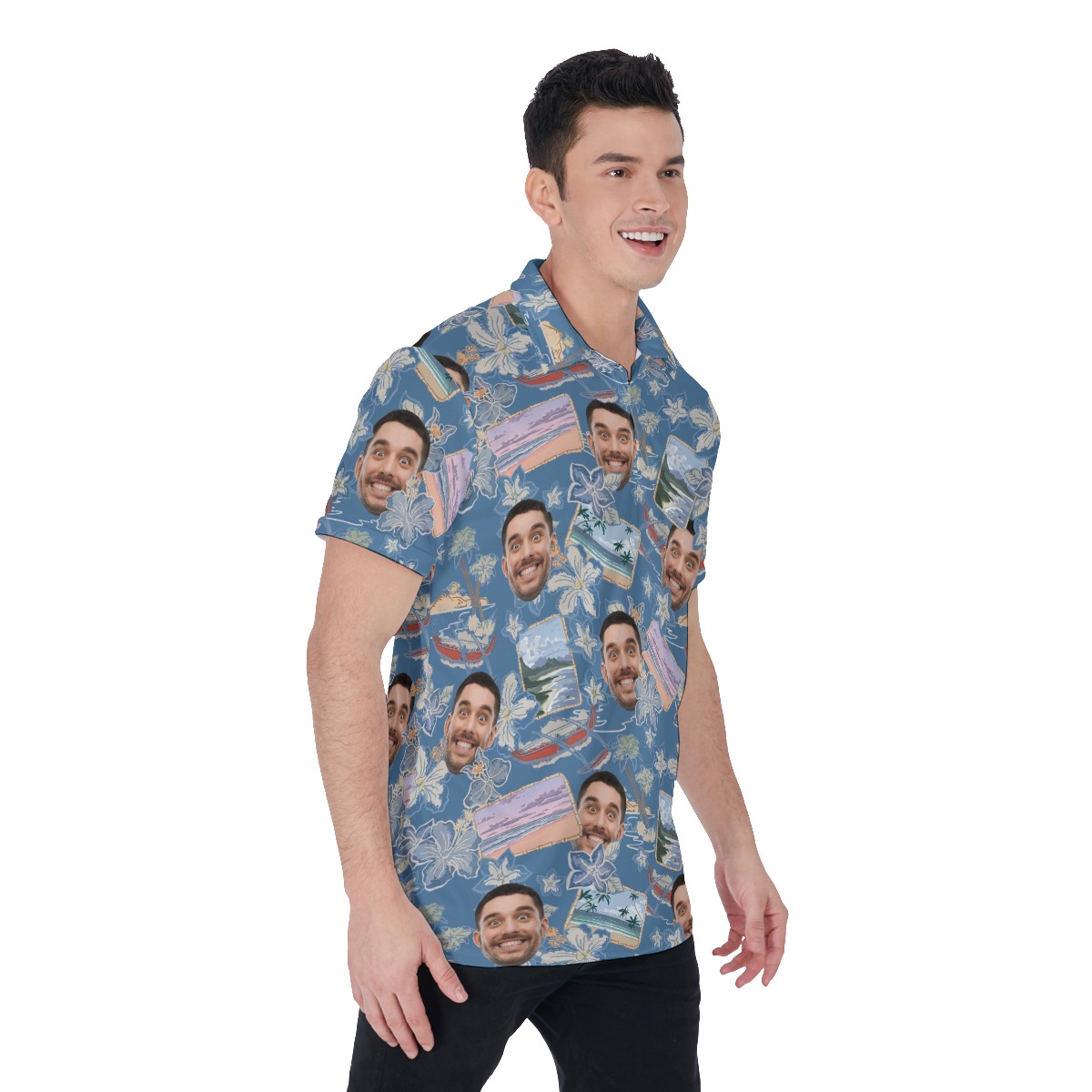 Personalized Face Photos Aloha Polo Shirt For Men