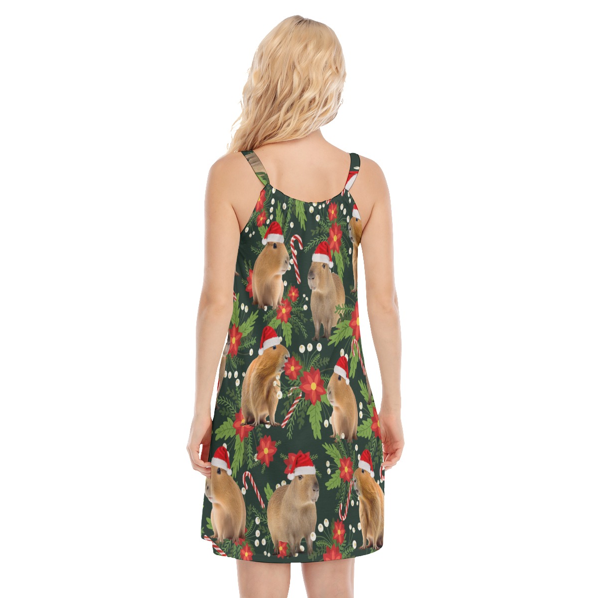 Funny Capybara Tropical Christmas Hawaiian Dress For Women