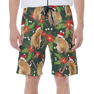 Tropical Christmas Capybara Hawaiian Swim Trunks For Men