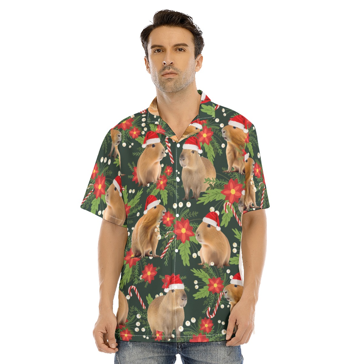 Funny Capybara Christmas Hawaiian Shirt - variant image 1