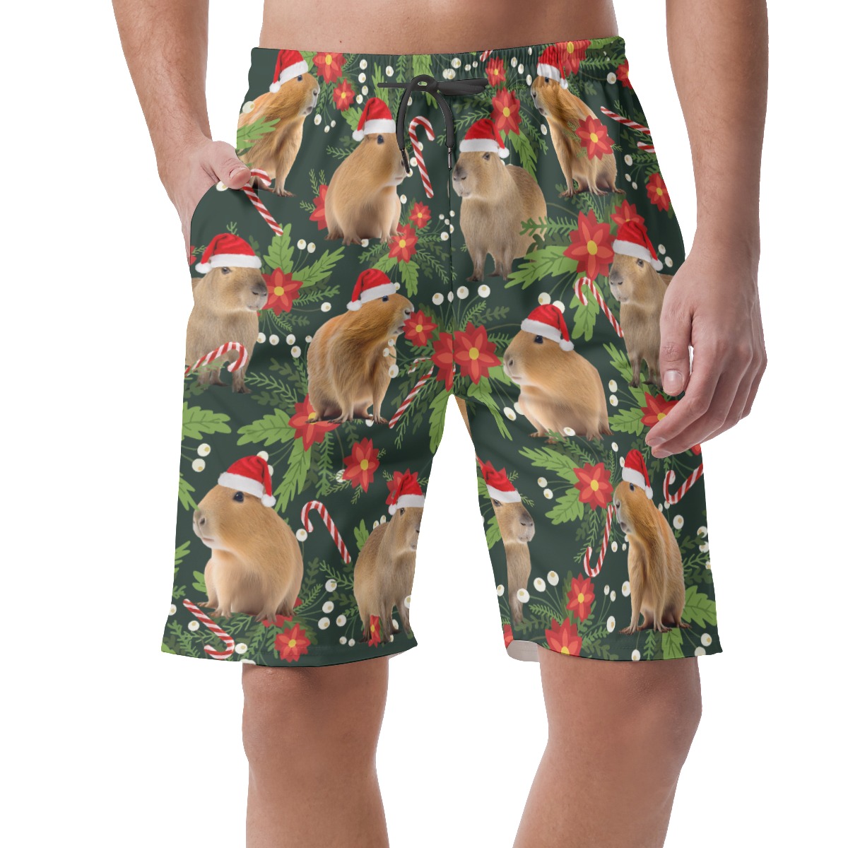 Christmas Capybara Tropical Hawaiian Beach Shorts For Men - variant image 1