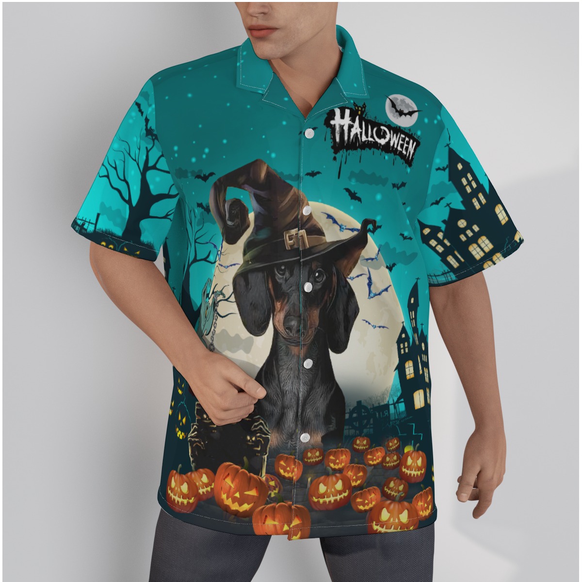 Custom Pet Face Halloween Hawaiian Shirt Funny Halloween Costume - variant image 1