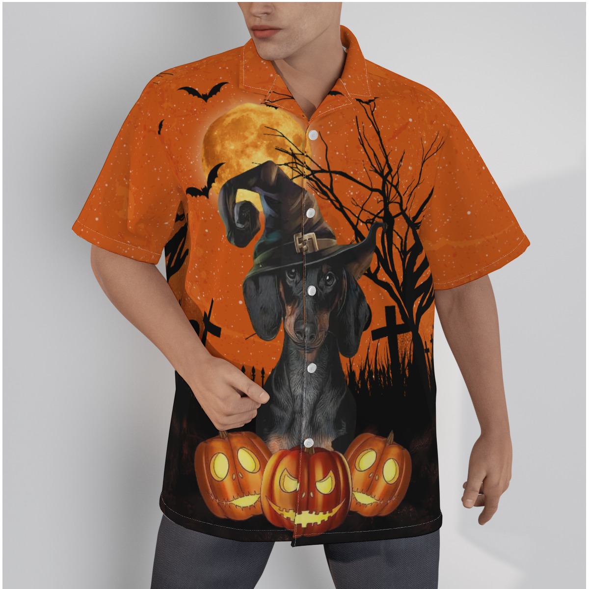 Custom Halloween Hawaiian Shirt With Dog Face - variant image 1