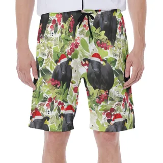 Tropical Christmas Black Cow Hawaiian Swim Trunks For Men