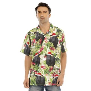 Christmas Black Angus Cow Tropical Hawaiian Shirt