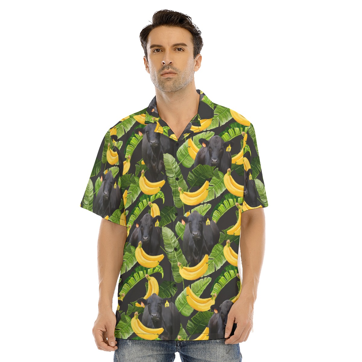 Funny Black Angus Cow Banana Hawaiian Shirt - variant image 1