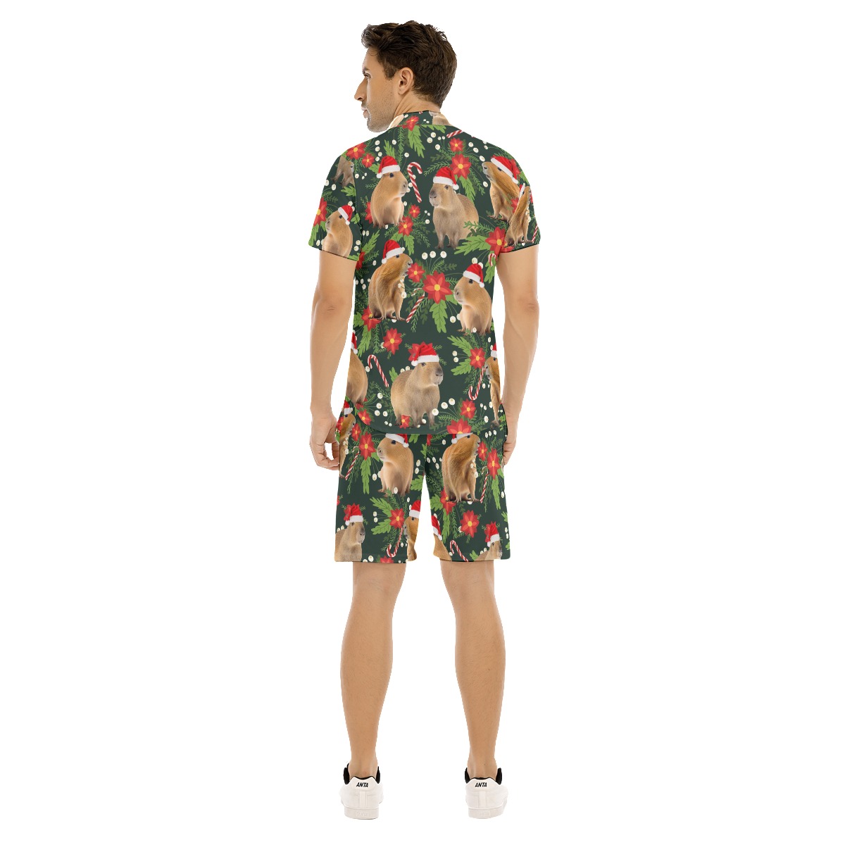 Set Christmas Capybara Hawaiian Shirt And Matching Shorts For Men