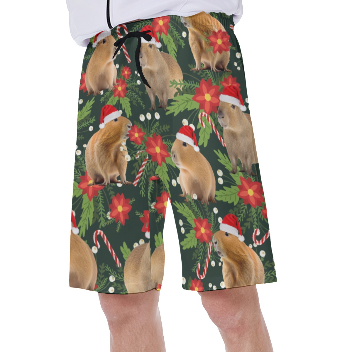 Tropical Christmas Capybara Hawaiian Swim Trunks For Men