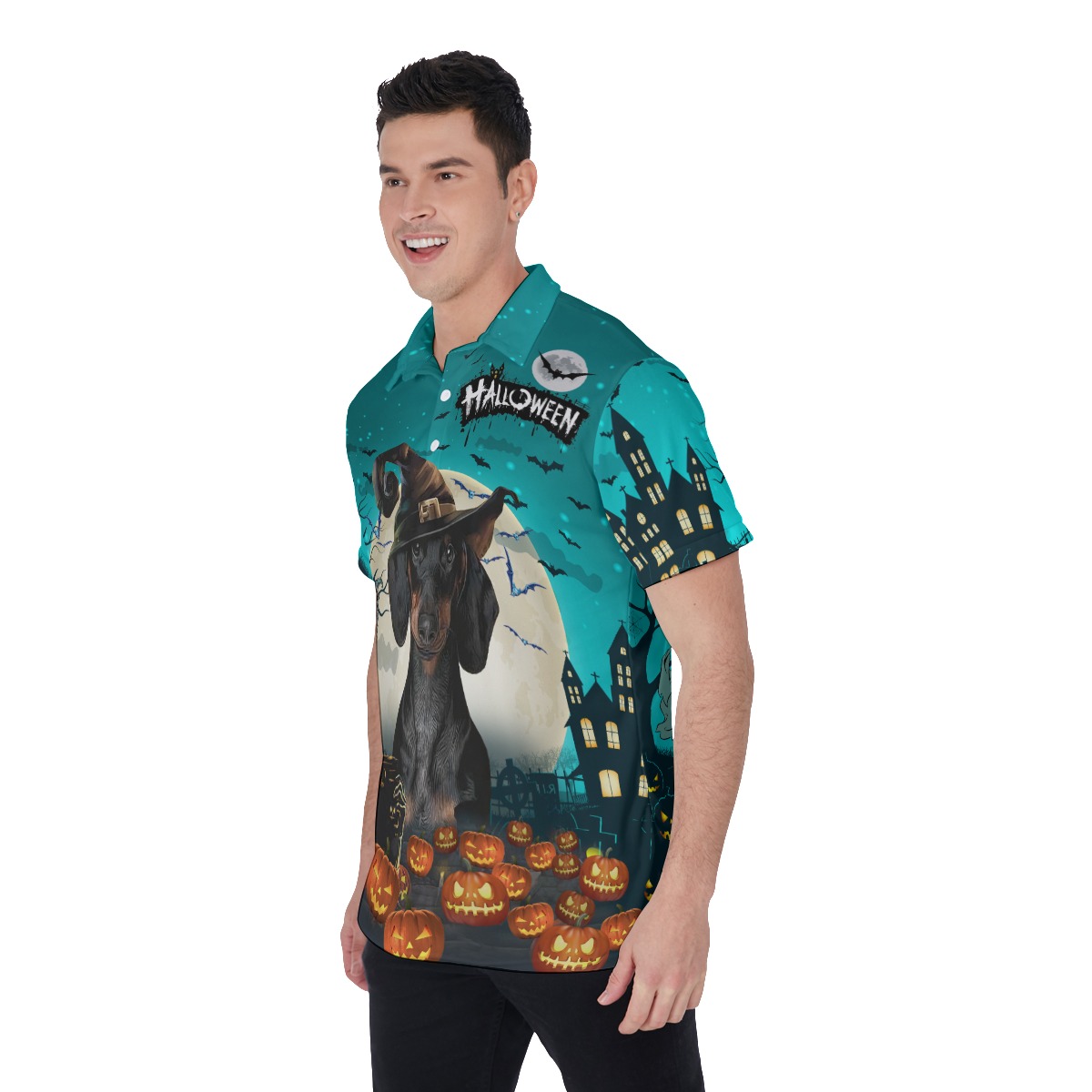Custom Pet Halloween Hawaiian Polo Shirt