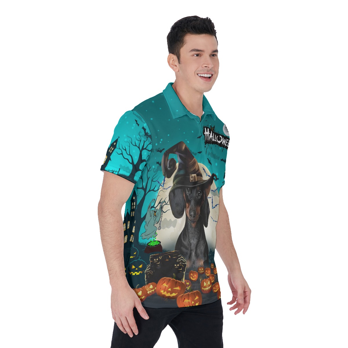 Custom Pet Halloween Hawaiian Polo Shirt