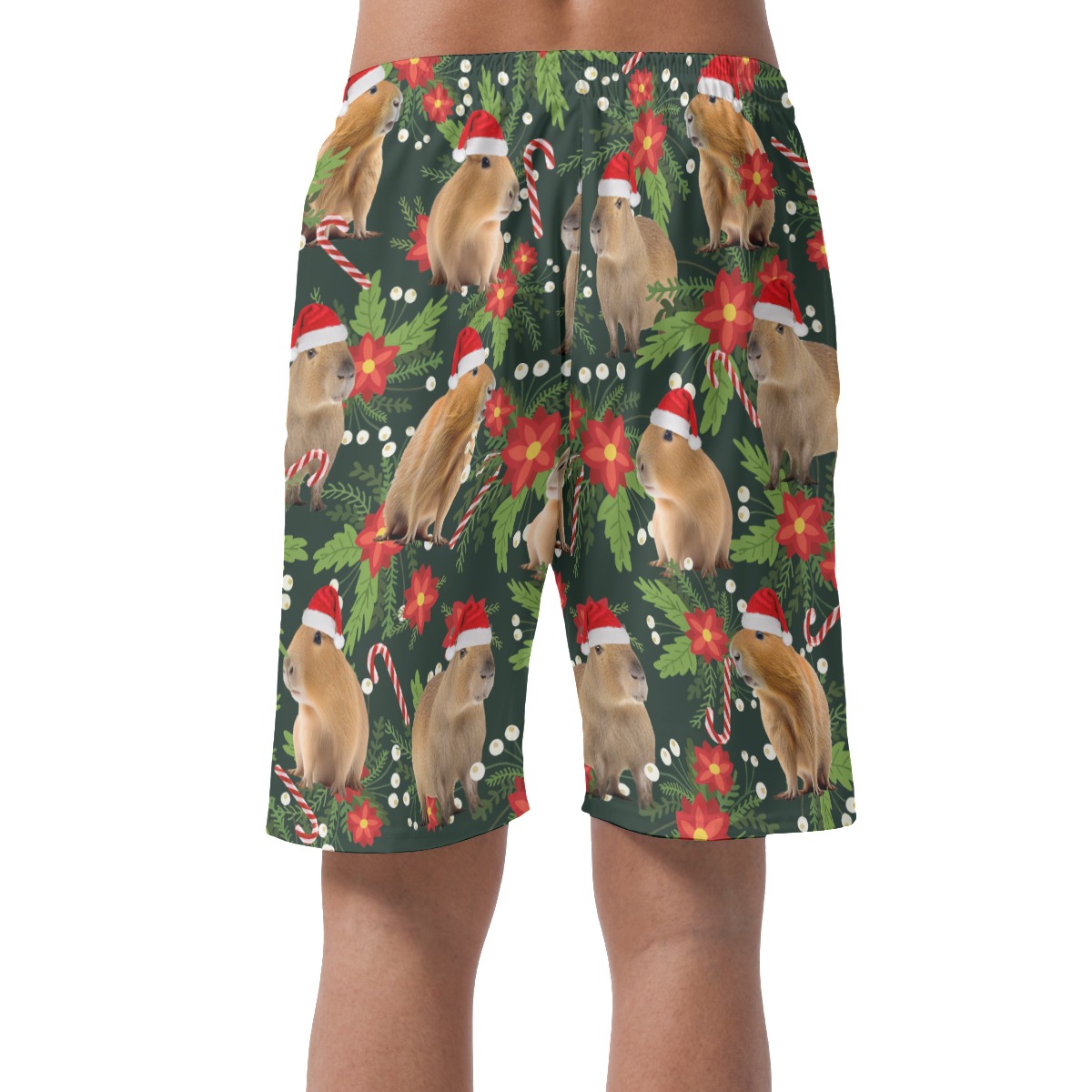 Christmas Capybara Tropical Hawaiian Beach Shorts For Men