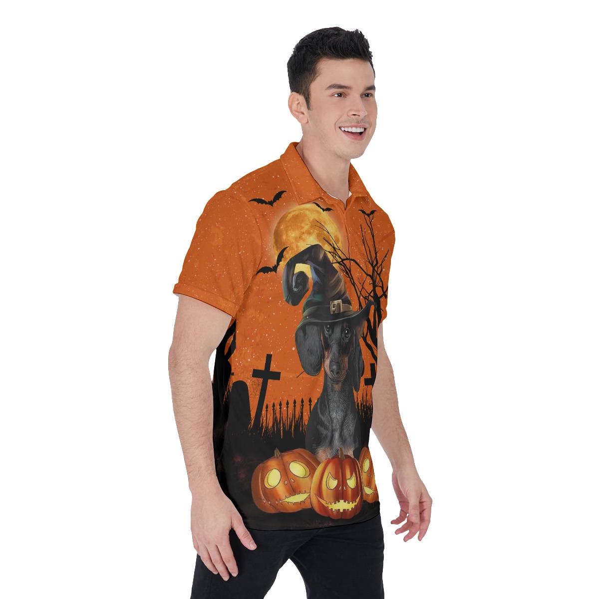 Personalized Dog Face Halloween Hawaiian Polo Shirt