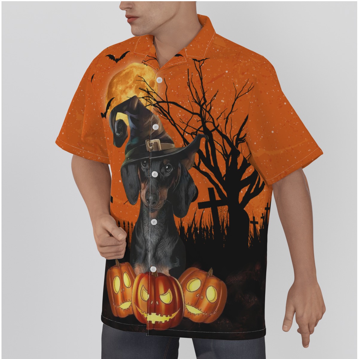 Custom Halloween Hawaiian Shirt With Dog Face