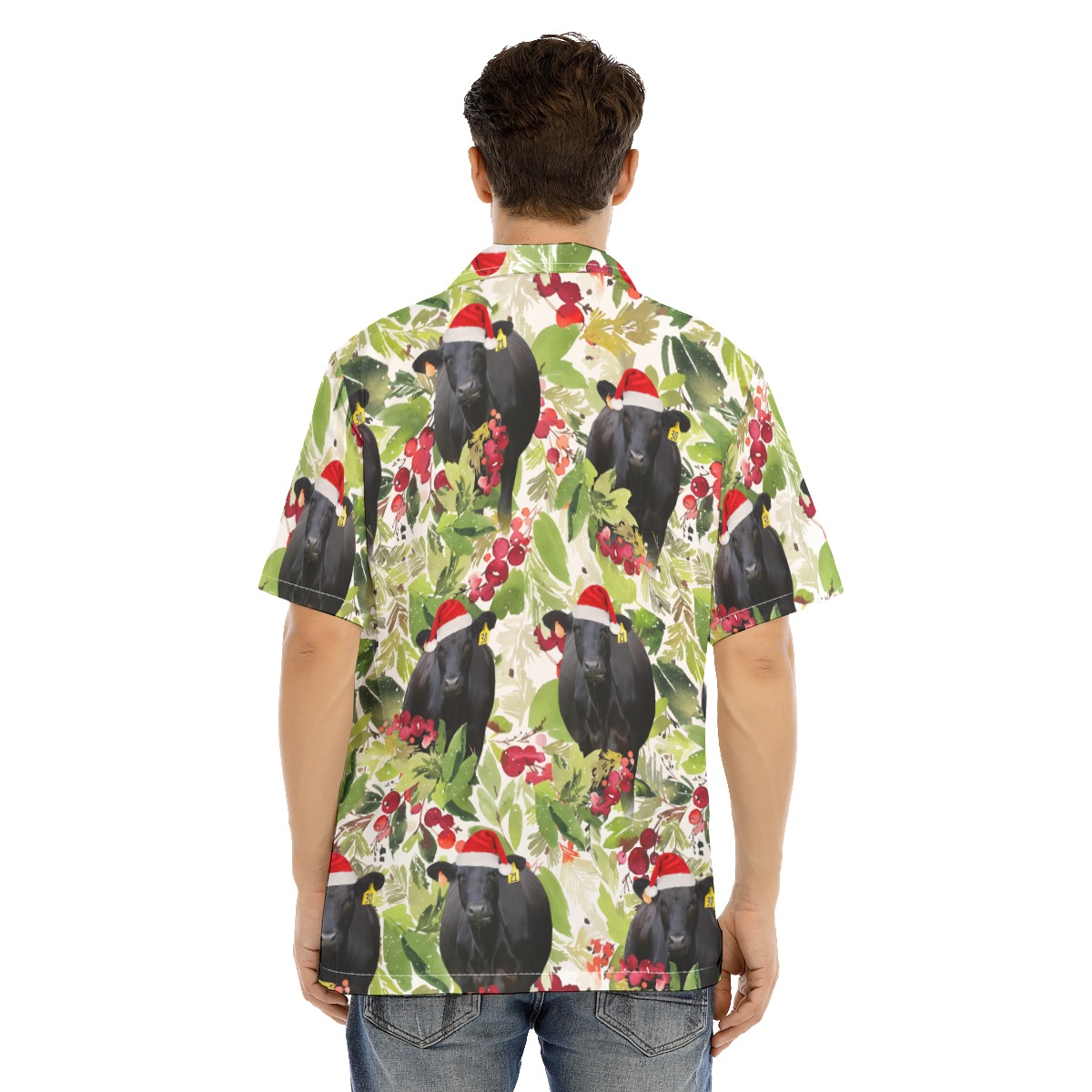 Christmas Black Angus Cow Tropical Hawaiian Shirt