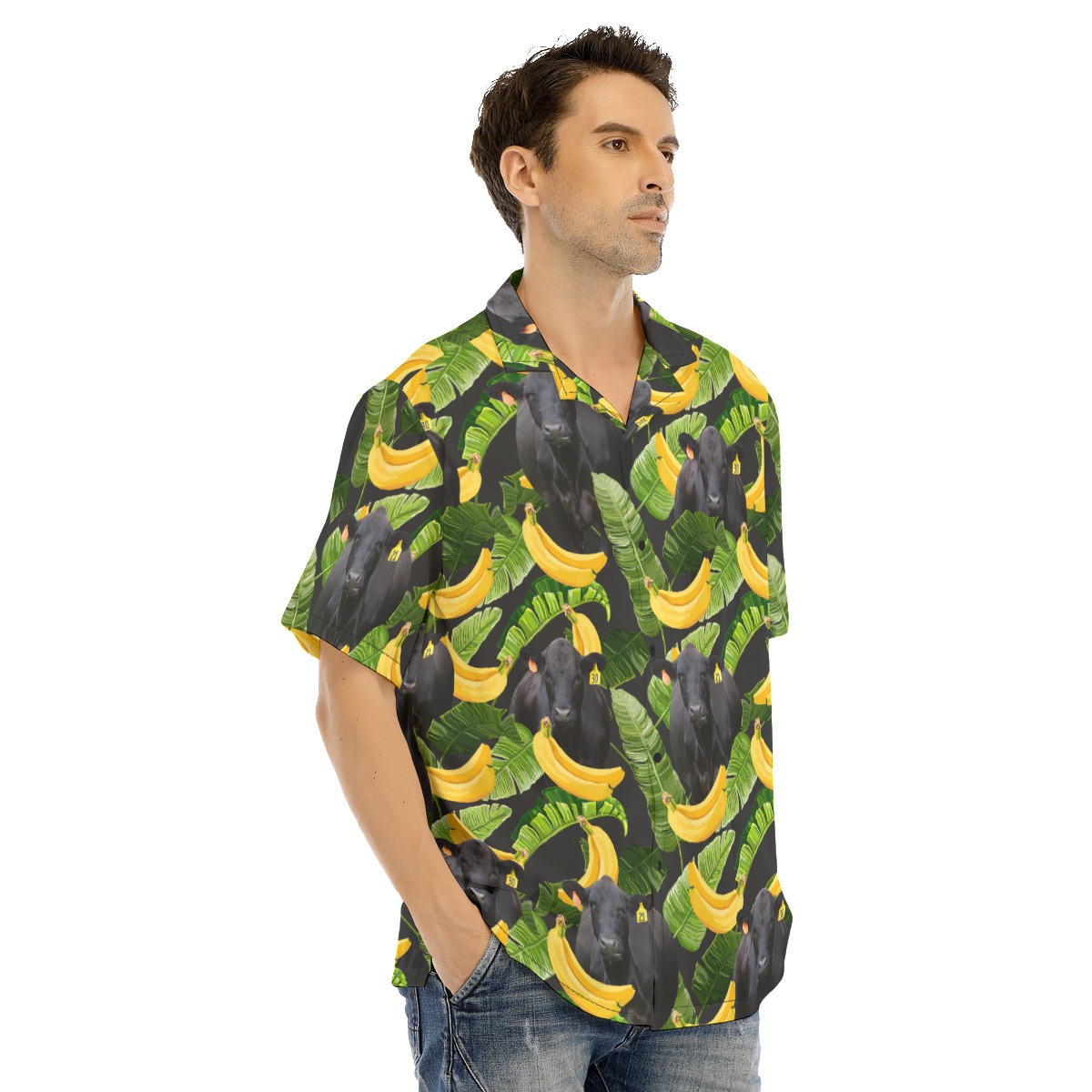 Funny Black Angus Cow Banana Hawaiian Shirt
