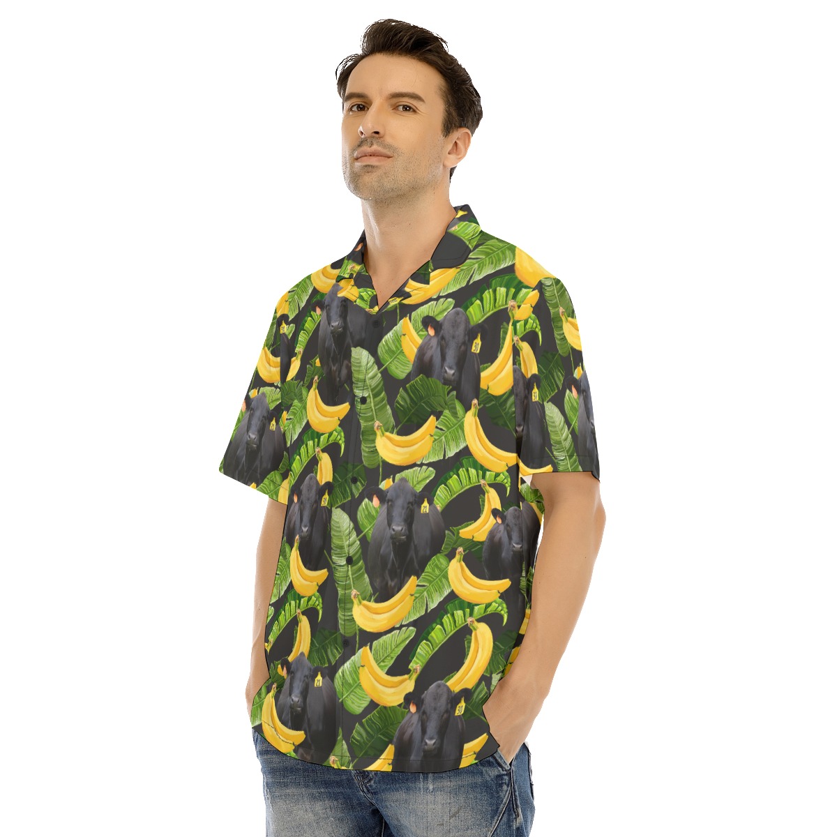 Funny Black Angus Cow Banana Hawaiian Shirt