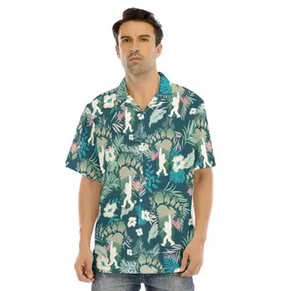 Men's Sasquatch Hawaiian Shirt With American Flag
