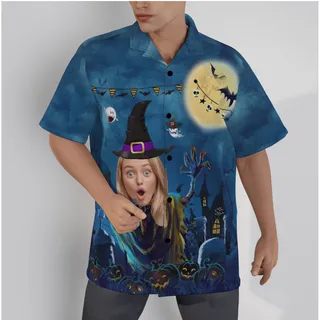Custom Face Witch Halloween Horror Hawaiian Shirt