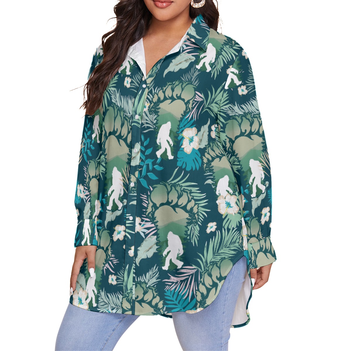 Bigfoot Plus Size Hawaiian Shirt For Women - variant image 1