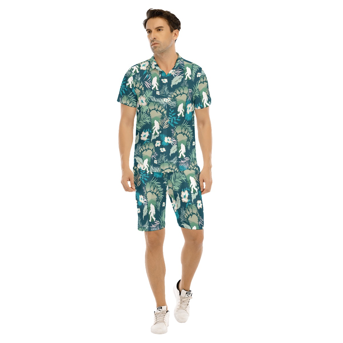 Funny Sasquatch Hawaiian Shirt And Shorts Set For Men - variant image 1