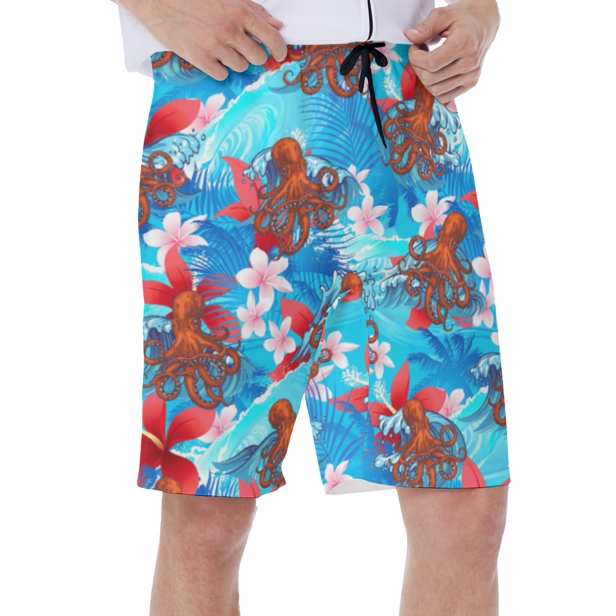 Ocean Octopus Blue Hawaiian Swim Trunks For Men