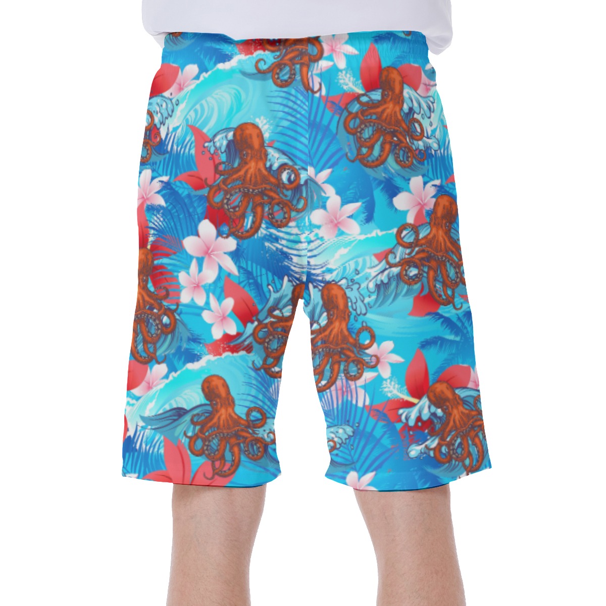 Ocean Octopus Blue Hawaiian Swim Trunks For Men